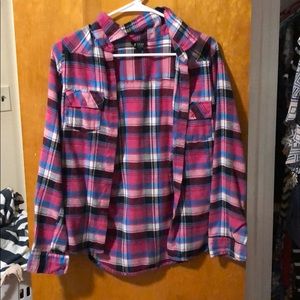 Pink and blue plaid shirt